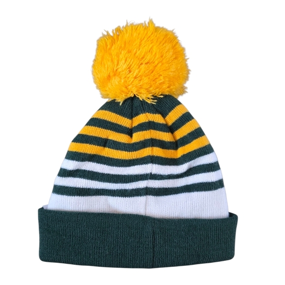๐ โ47 Brand NFL Kids Green Bay Packers Logo Striped Pom Pom Beanie ๐ - Picture 3 of 5